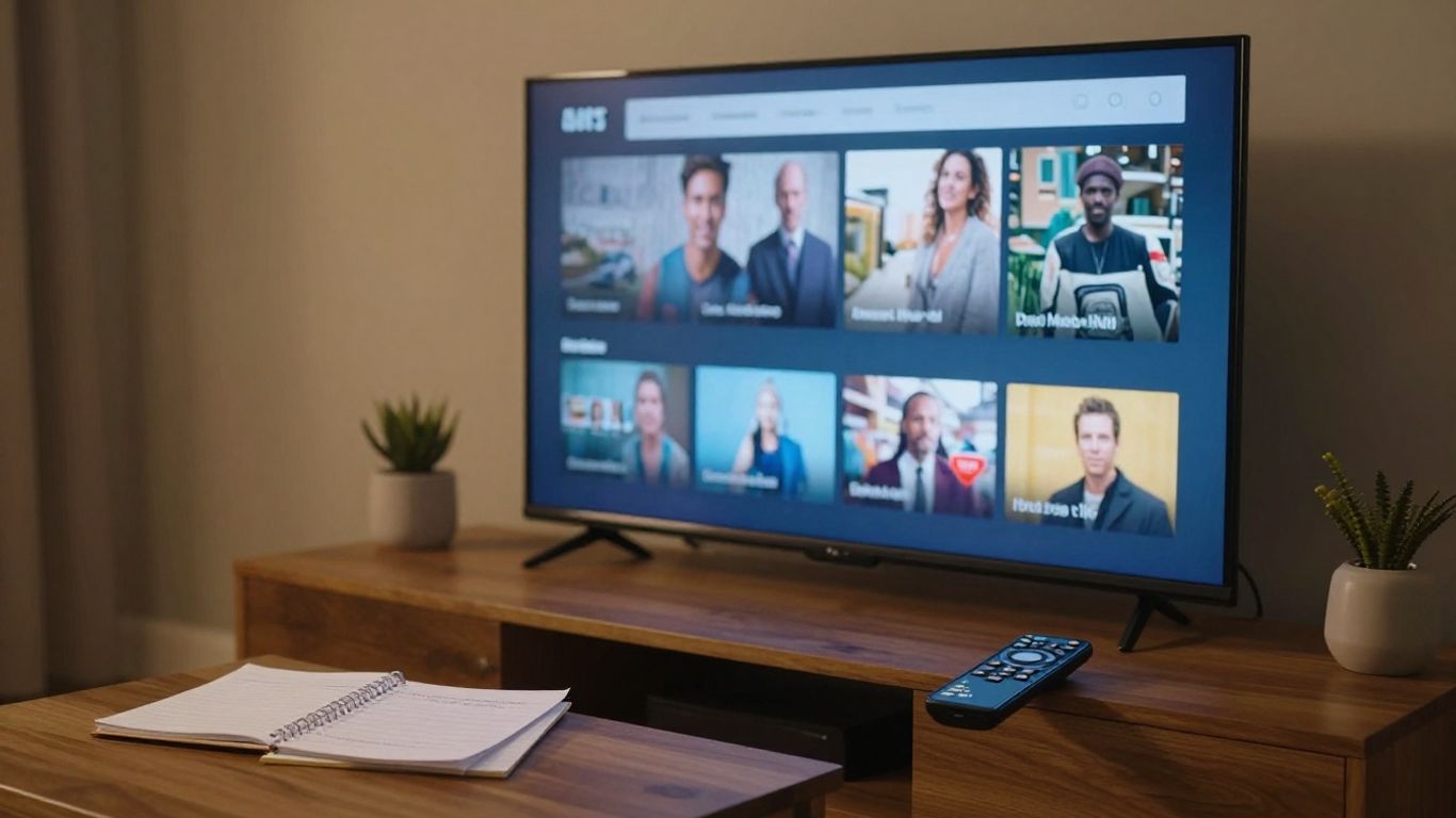 Fernseher mit Streamingoberfläche und Smartphone