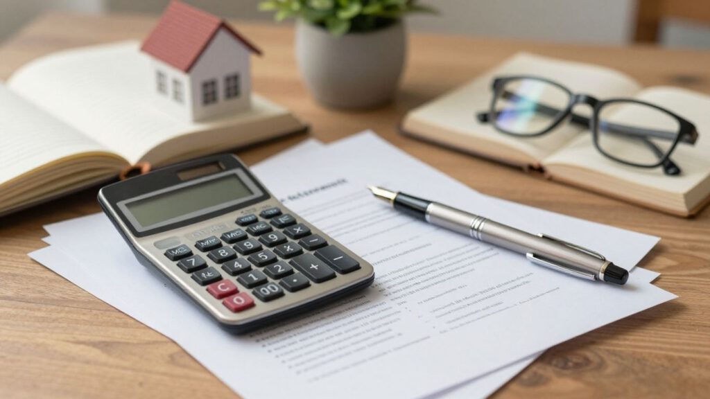 Unterlagen zur Altersvorsorge neben Taschenrechner