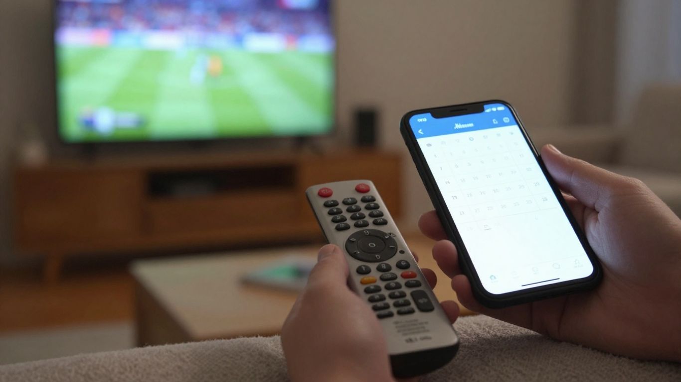 Fernseher mit Sportstreaming und Kalender