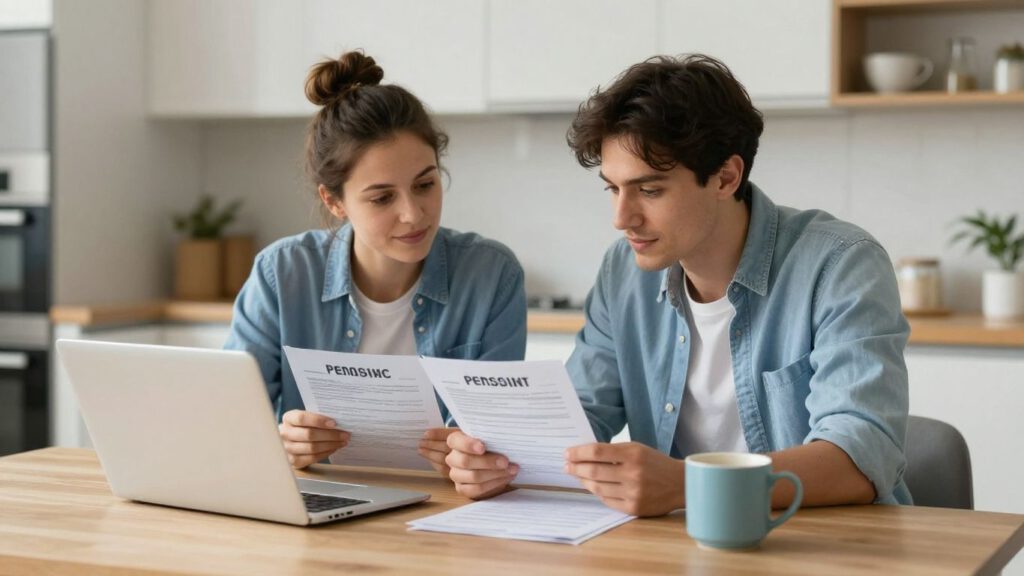 Junges Paar prüft gemeinsam seine Altersvorsorge