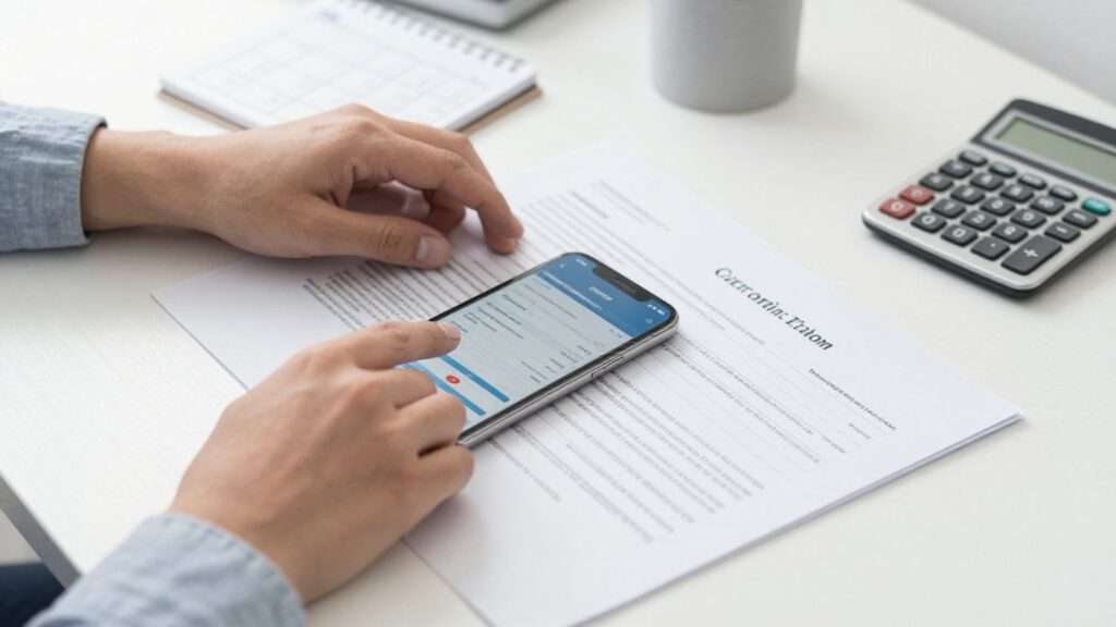 Finanzplanung mit Vertrag und Kalender