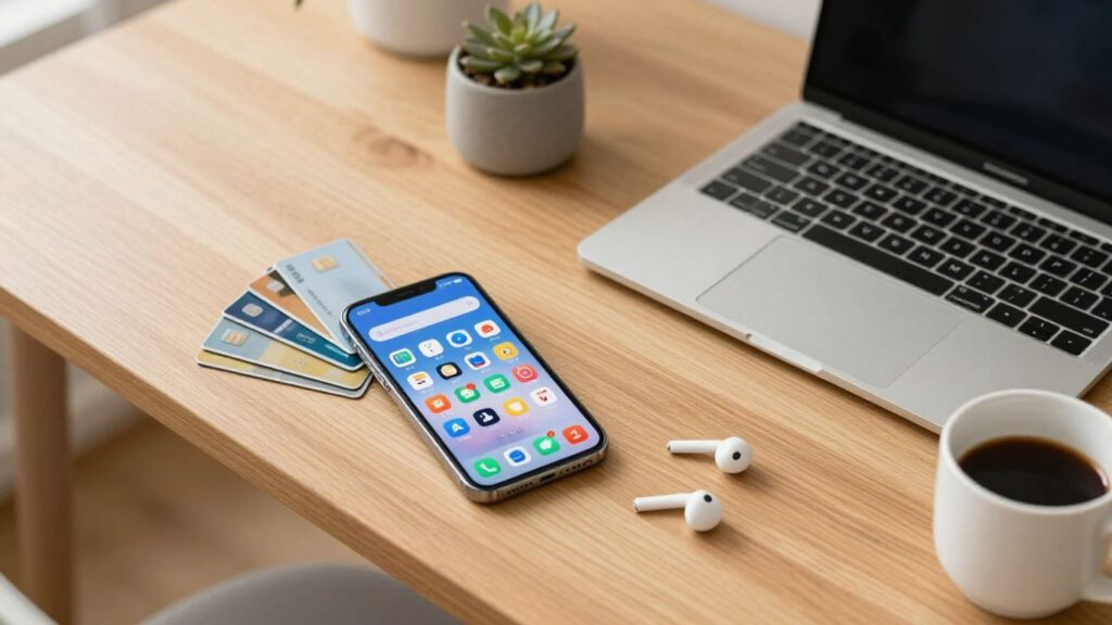 Smartphone mit verschiedenen Abo-Apps im Alltag