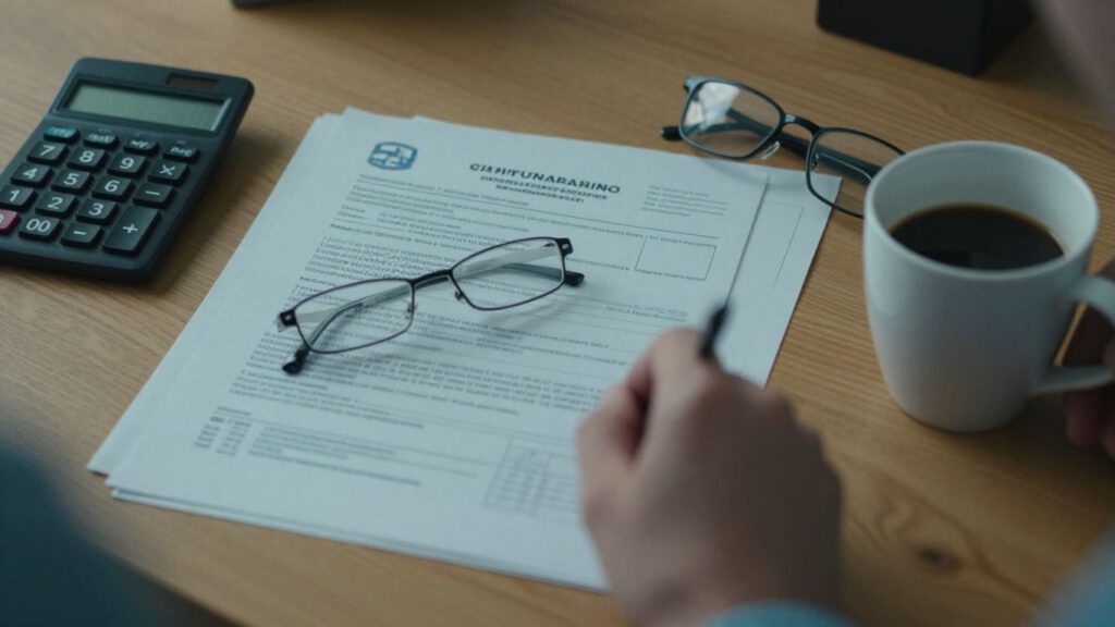 Rentenunterlagen neben Taschenrechner und Brille