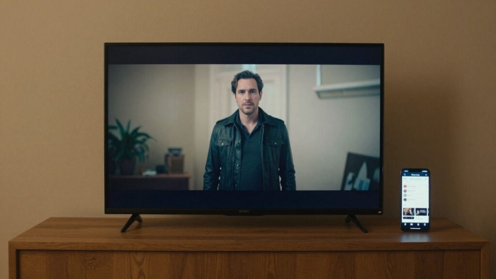 Fernseher und Smartphone mit Streaming-Einstellungen