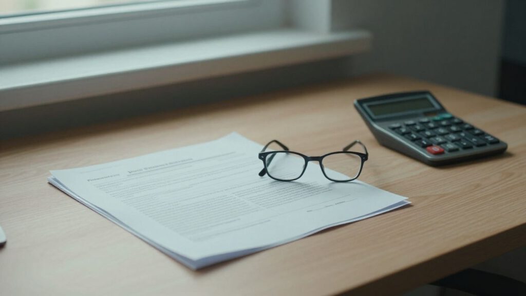 Unterlagen für Erwerbsminderungsrente auf Schreibtisch
