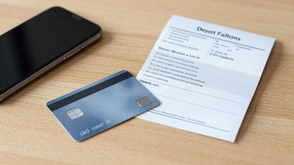 Deaktivierte Chipkarte neben Smartphone und Fahrplan